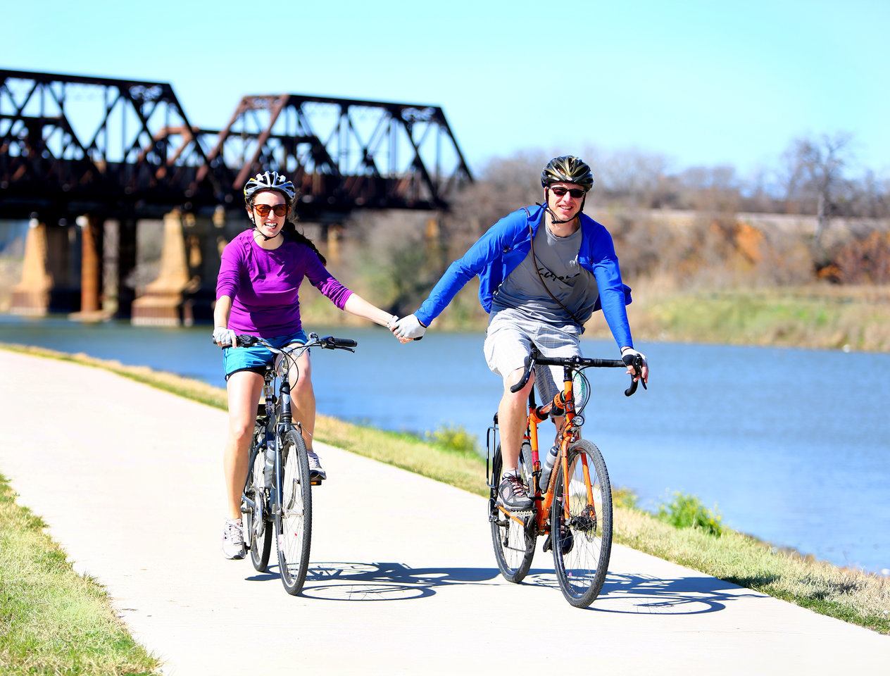 Couple cycling on the Trinity Trails