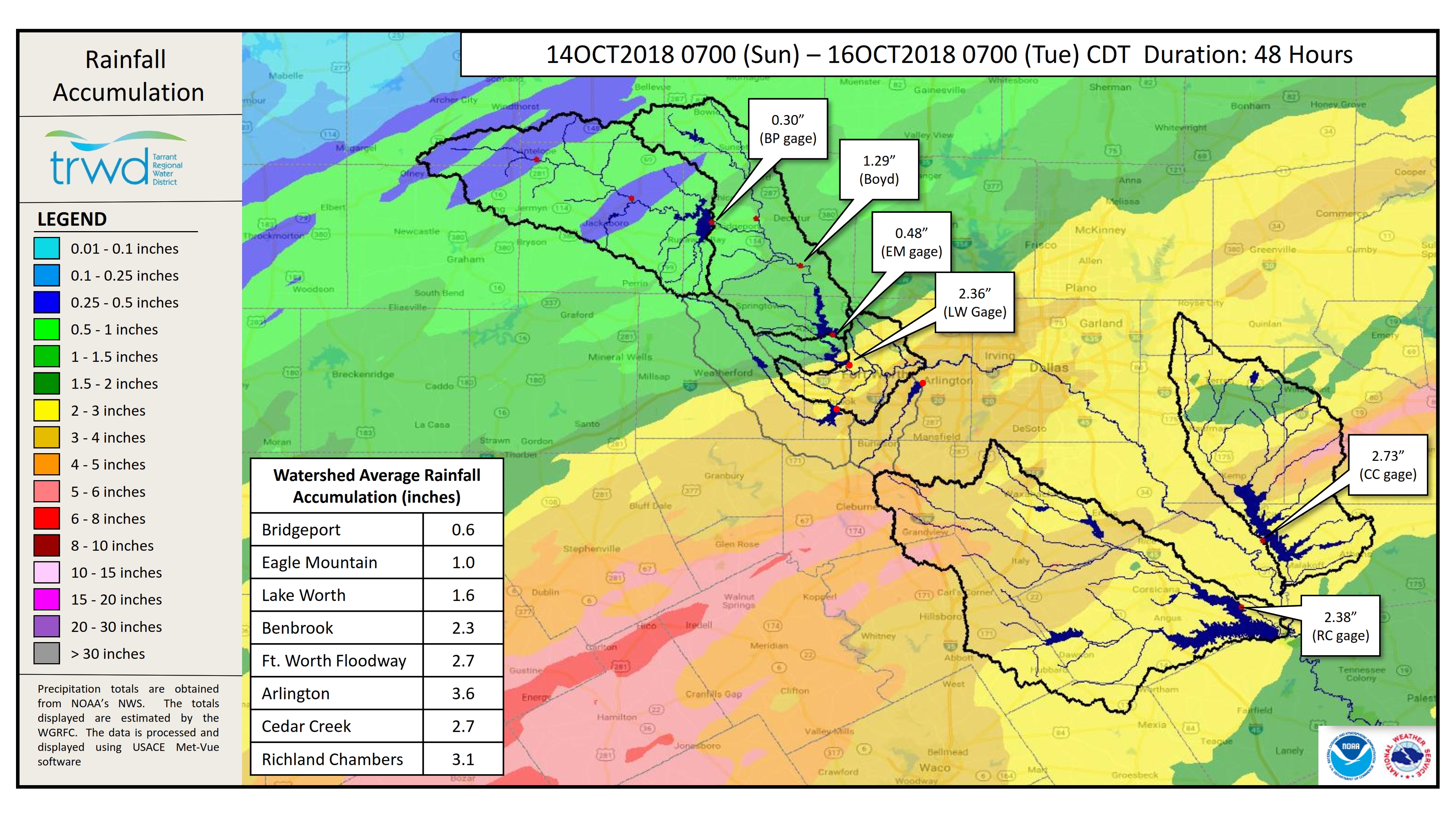 Rainfall Accumulation Map TRWD